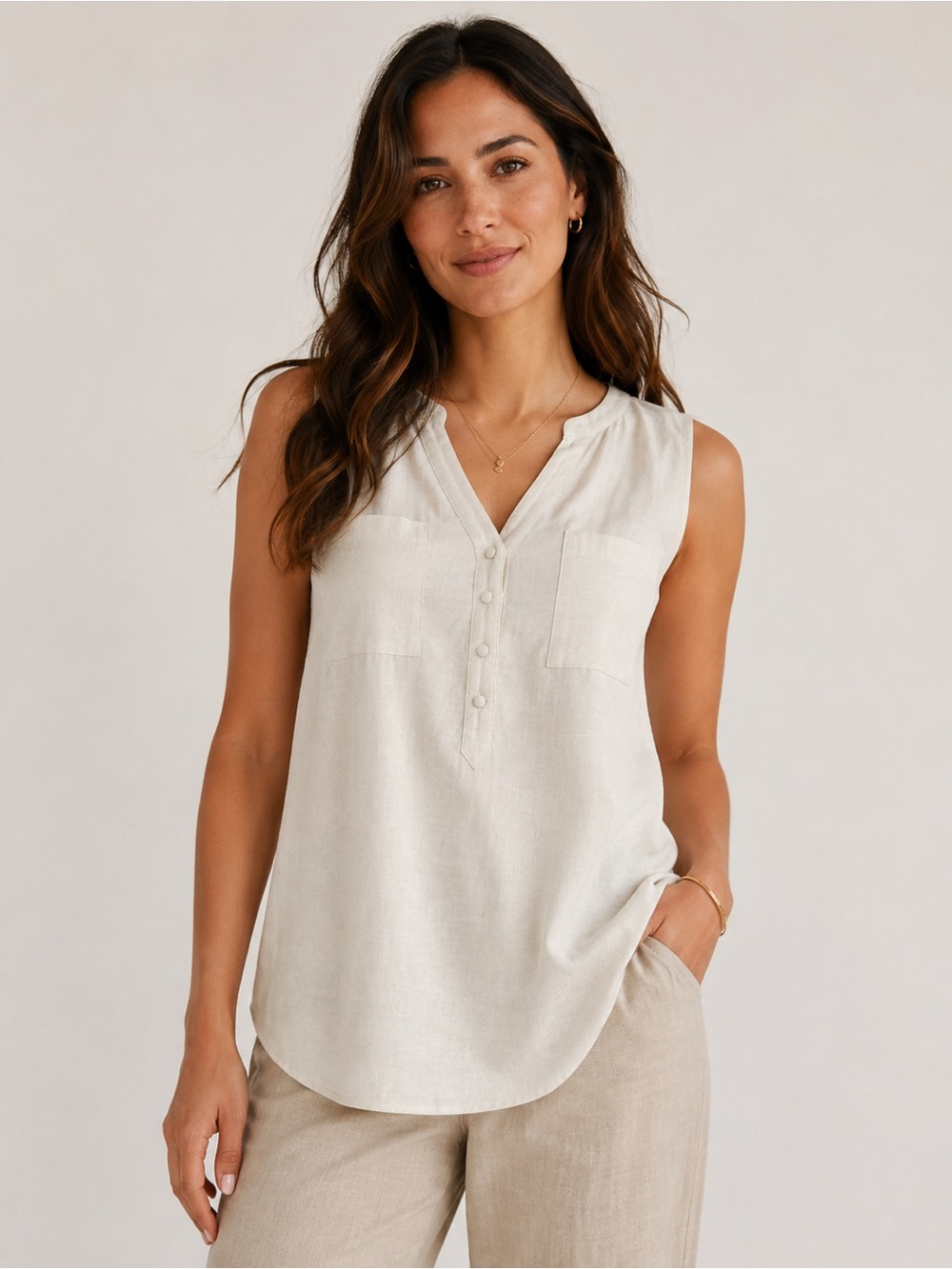 Torrid Linen Pullover Ivory Tank